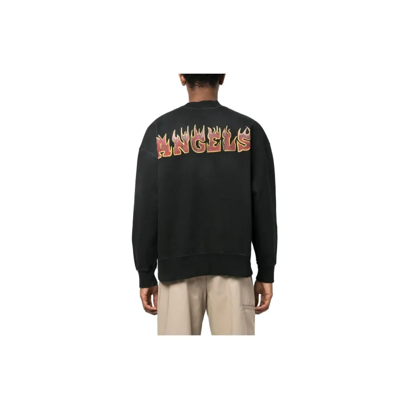 PALM ANGELS Logo Flames Cotton Sweatshirt-2