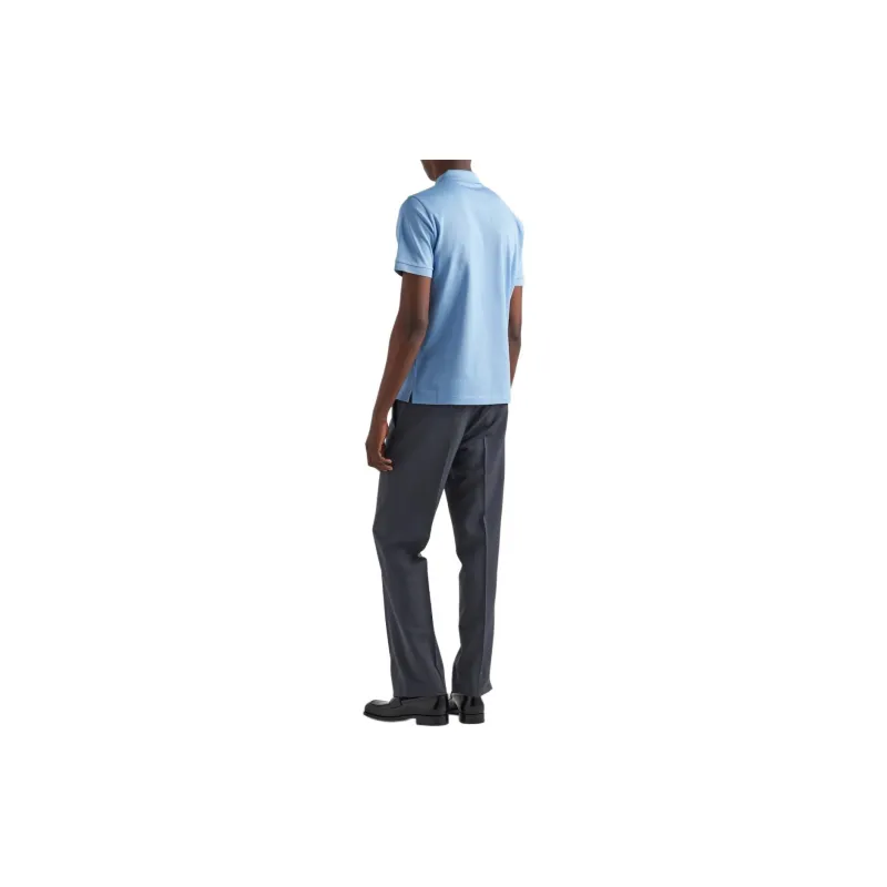 PRADA Piqué Polo Shirt Polo Shirt Men's Blue-2
