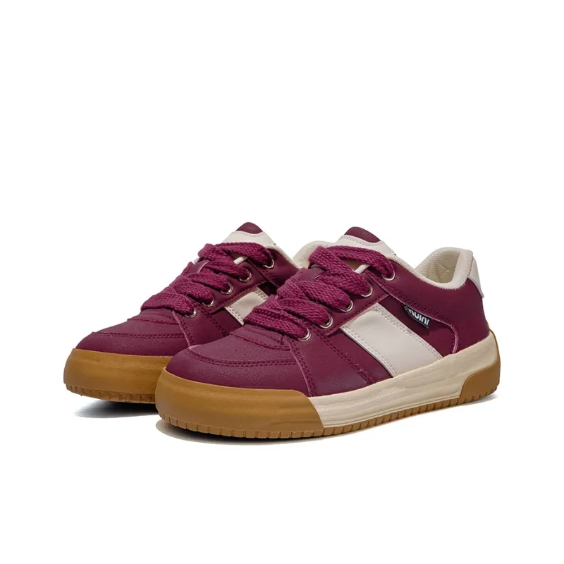 B10CROWN Anti Slip Wear Resistant Low Top Skateboard Shoes Women's Red Cherry-4