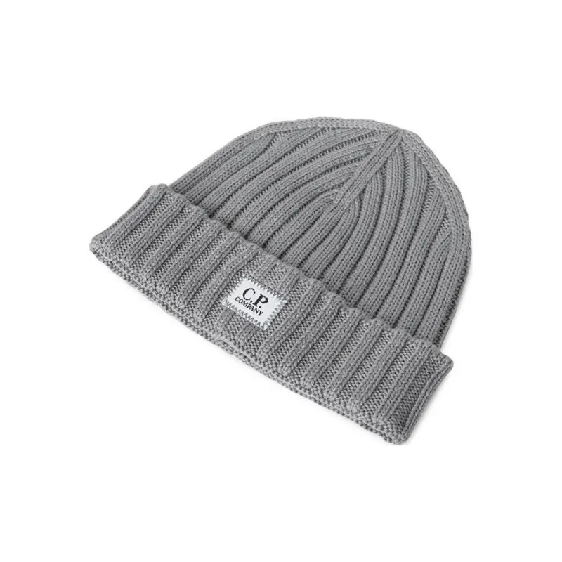 C.P.Company Logo Patch Ribbed Beanie-1