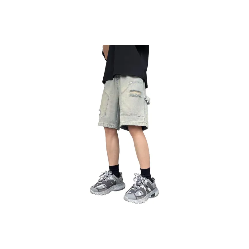 JOSEPH ABBOUD Denim Shorts Unisex Gray Blue-3