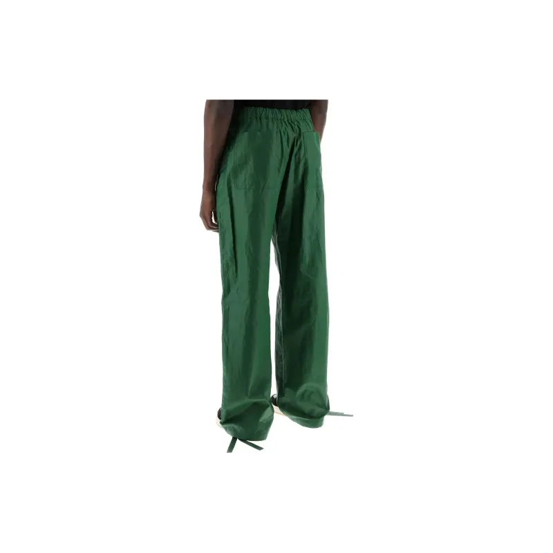 Ferragamo Wide leg Linen Cargo Trousers-3