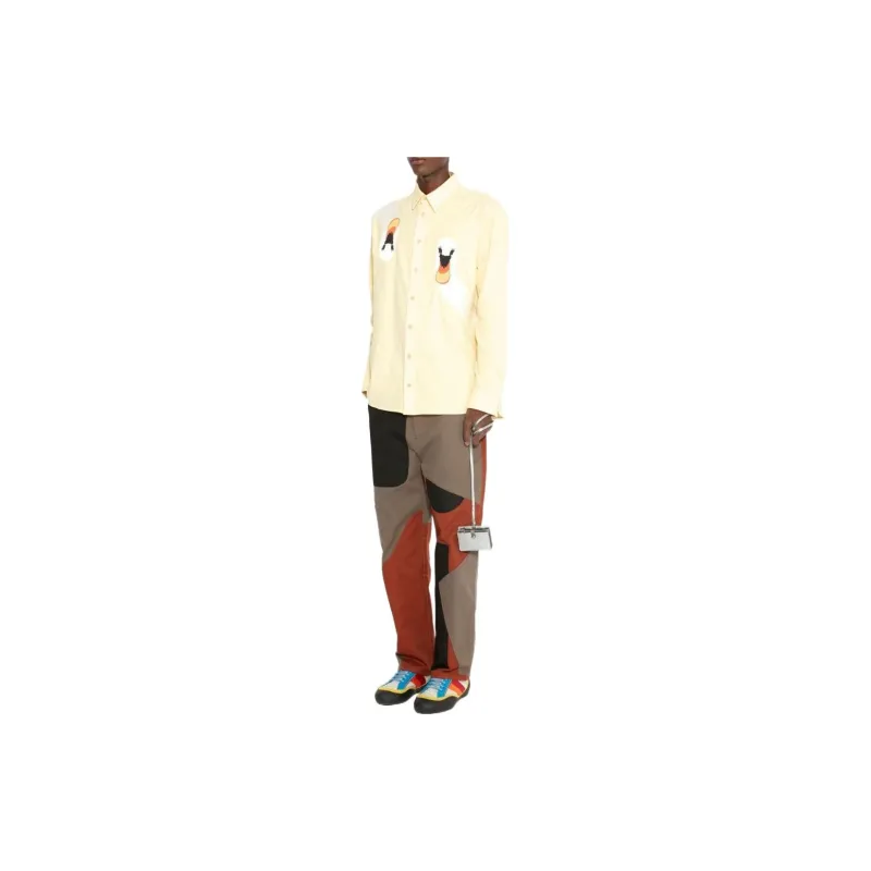 JW Anderson FW22 Men Graphic Print Button-Up Shirt Yellow-2