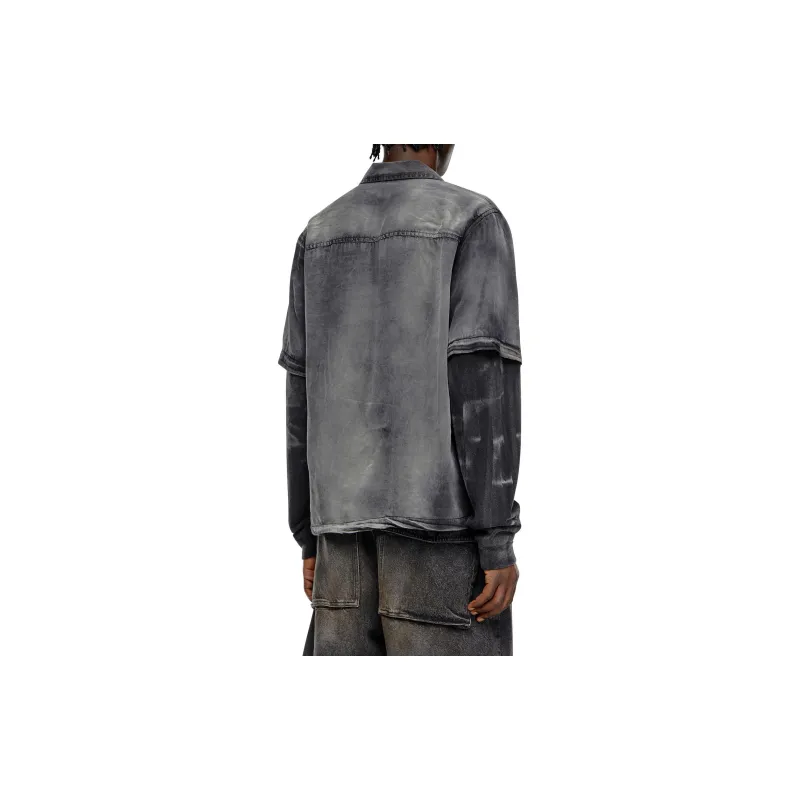 DIESEL S Eeklo Faded Bowling Shirt-2