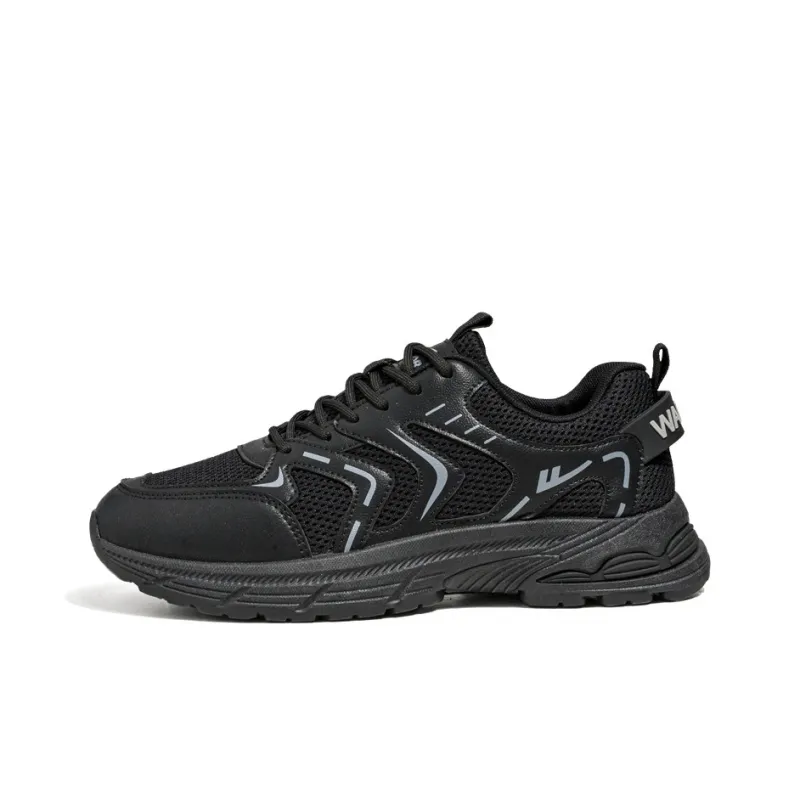 Warrior Wear resistant, Lightweight, Breathable, And Non slip. Low Top Chunky Sneakers Men's Black Gray-0