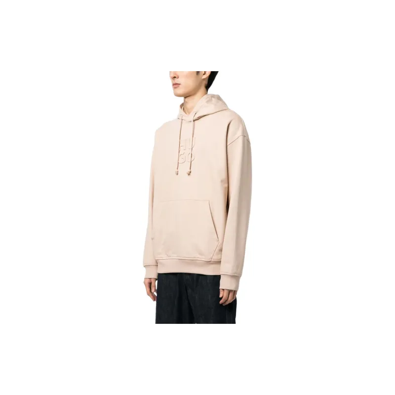 HUGO BOSS Logo embossed Drawstring Cotton Hoodie-9
