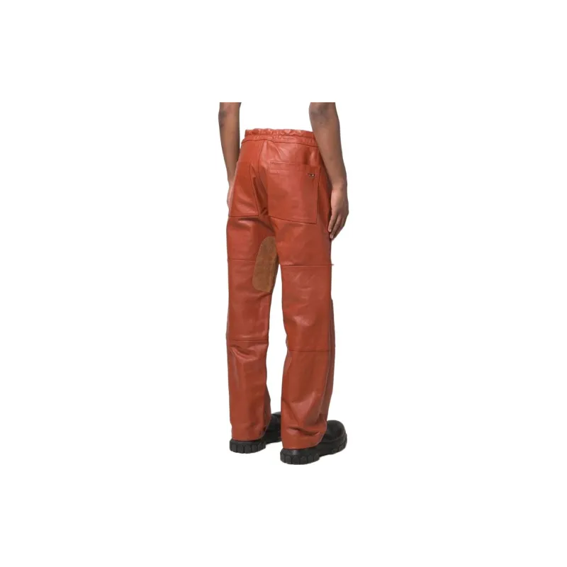 DIESEL Leather Pants Men Orange Red-2