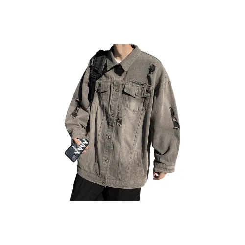 TYPERIGHTER Denim Jackets Unisex Gray