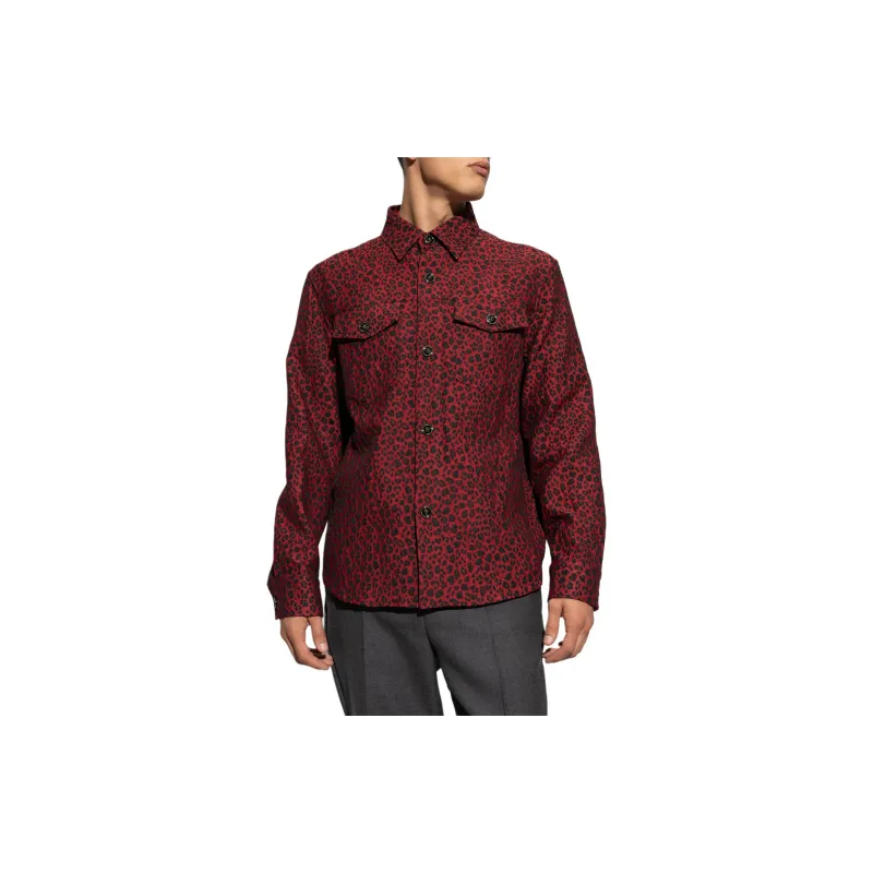 VERSACE Leopard Embroidered Button Up Shirt-2