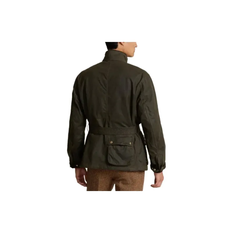 Polo Ralph Lauren SS24 Oilcloth Biker Jacket Jackets Coats Men's Army Green-3