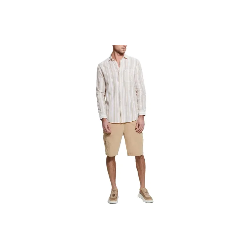 GUESS Collins Striped Pocket Shirt Shirt Men's Beige-2