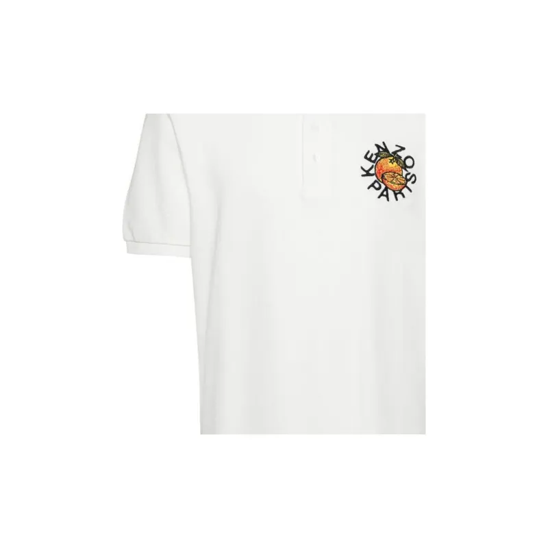 KENZO Orange Embroidered Polo Shirt-4