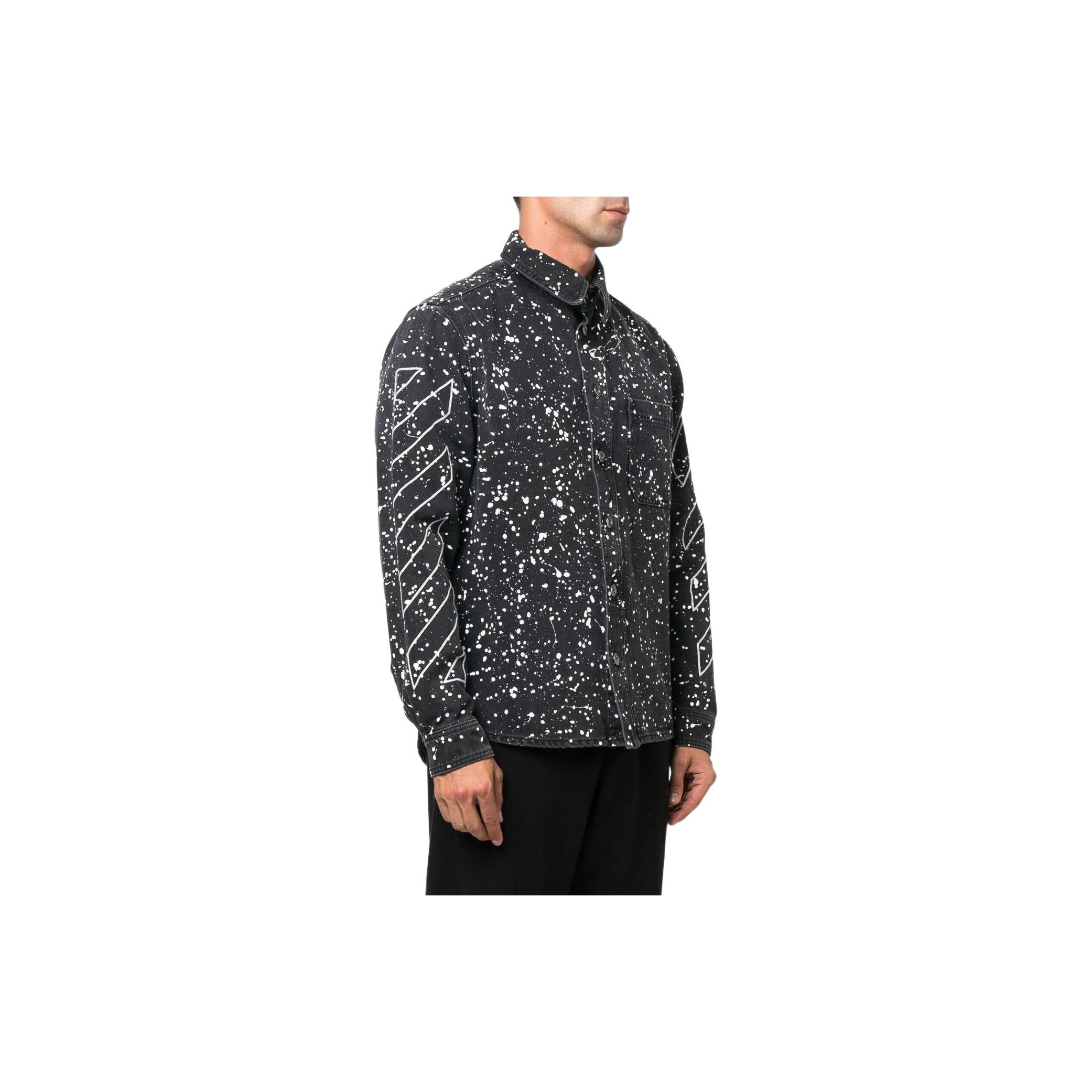 OFF-WHITE Diag-stripe Paint-splatter Denim Shirt M - POIZON
