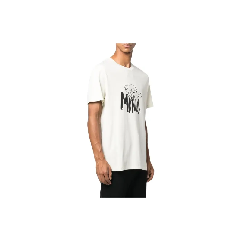 Moncler T Shirts Men Ecru-2