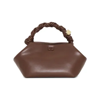 GANNI Recycled Leather Shoulder Bag, Crossbody Bag, Handbag Trumpets Women's Brown