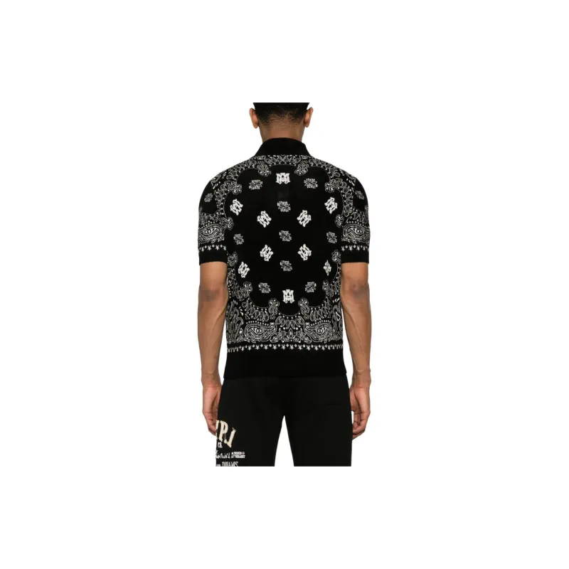 AMIRI Logo bandana Jacquard Polo Shirt-2