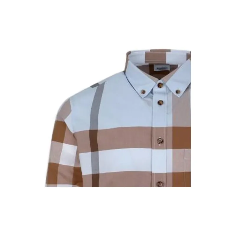 Burberry Slim Fit Check Stretch Cotton Poplin Shirt-3