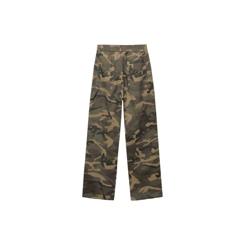 UNKNOWTAL Casual Pants Unisex Army Green Camouflage-1