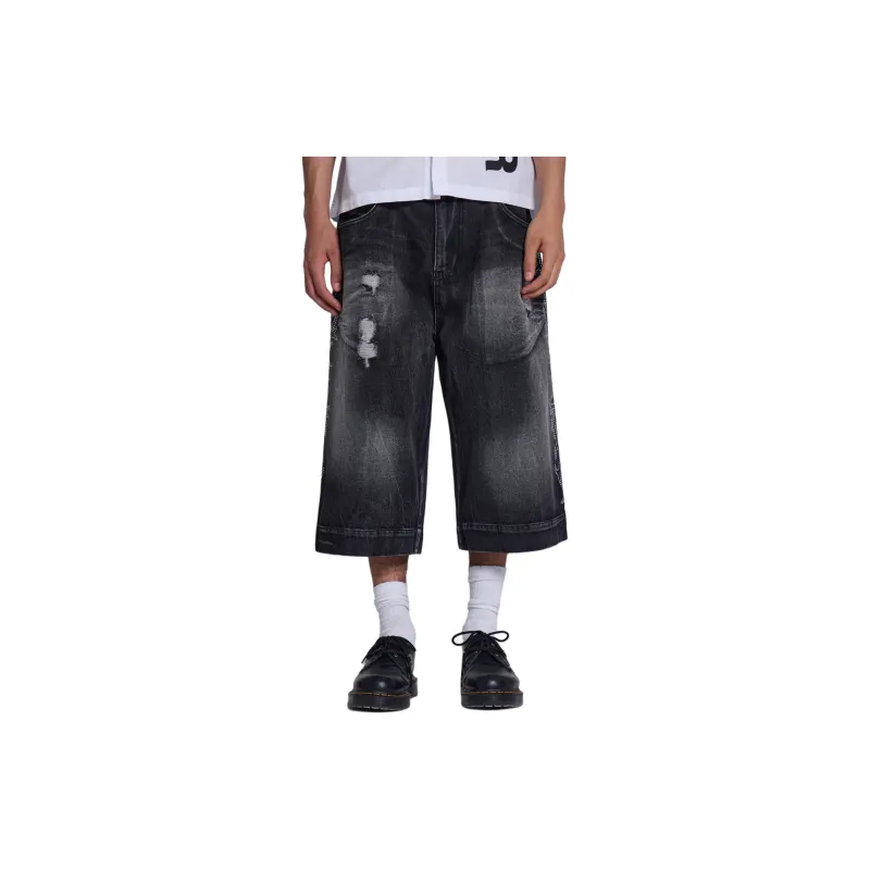 Jaded London SS24 Fantasy Store Collection Crystalline Jorts Fantasy Store Collection Denim Shorts Men's BLACK/Black-2
