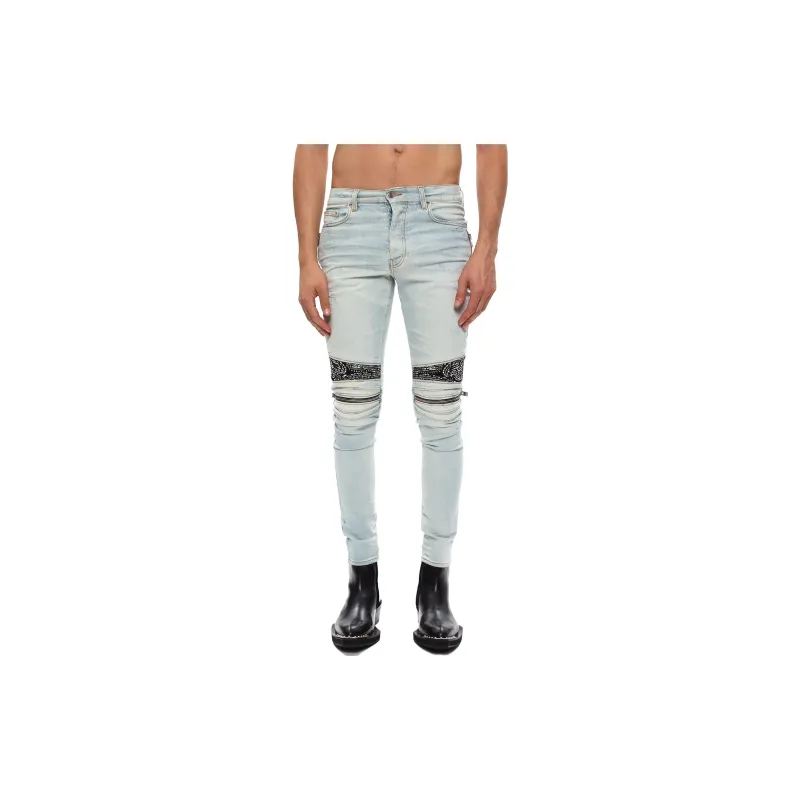 AMIRI MX2 Bandana Zip Knee Skinny Jeans-1