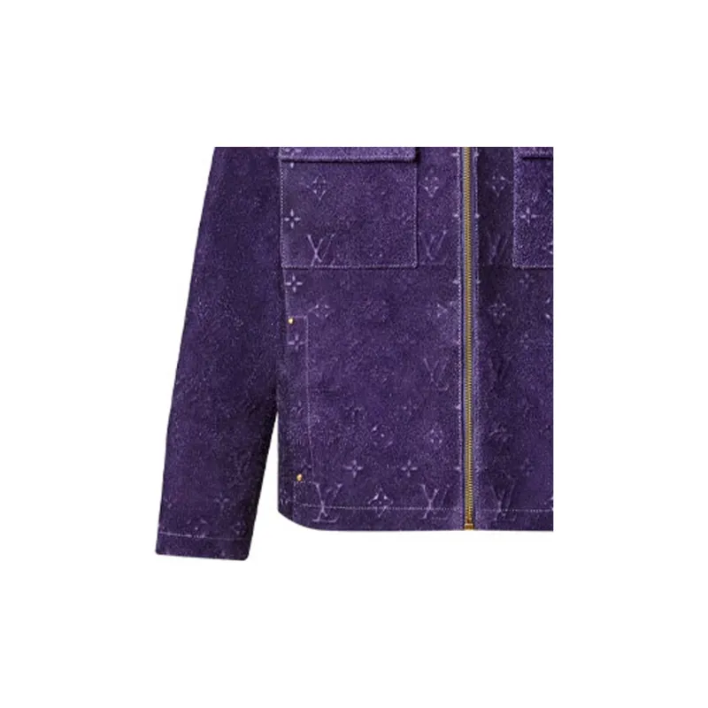 LOUIS VUITTON Workwear Monogram Embossed Suede Jacket-5