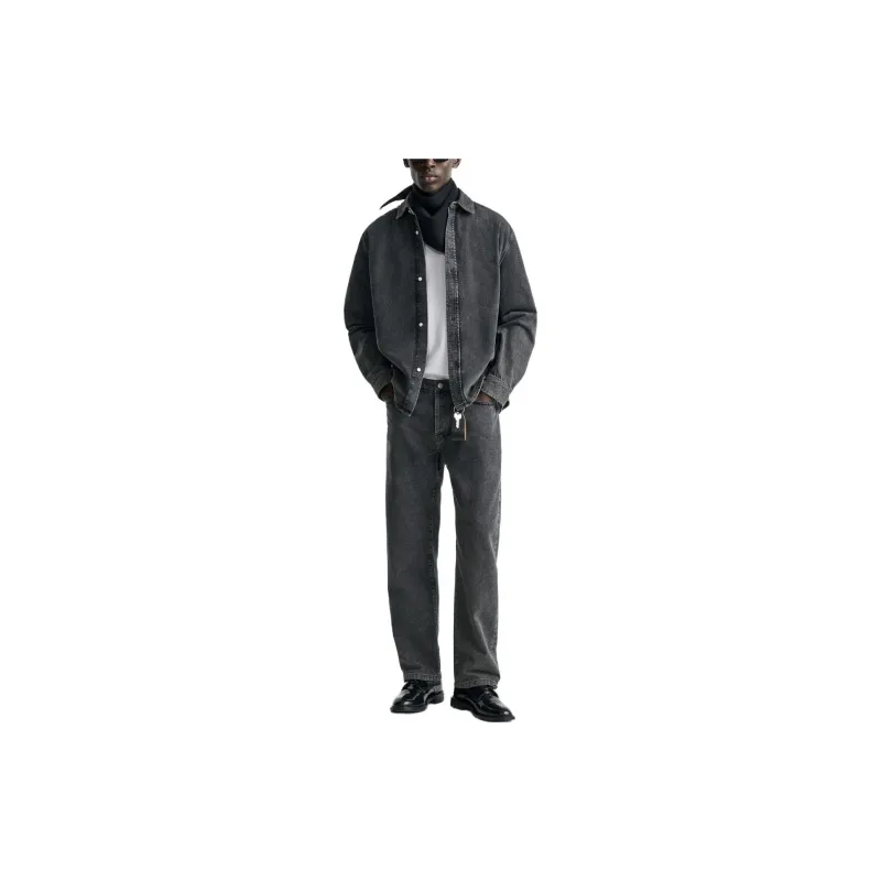 ZARA Denim Jackets Men Gray-2