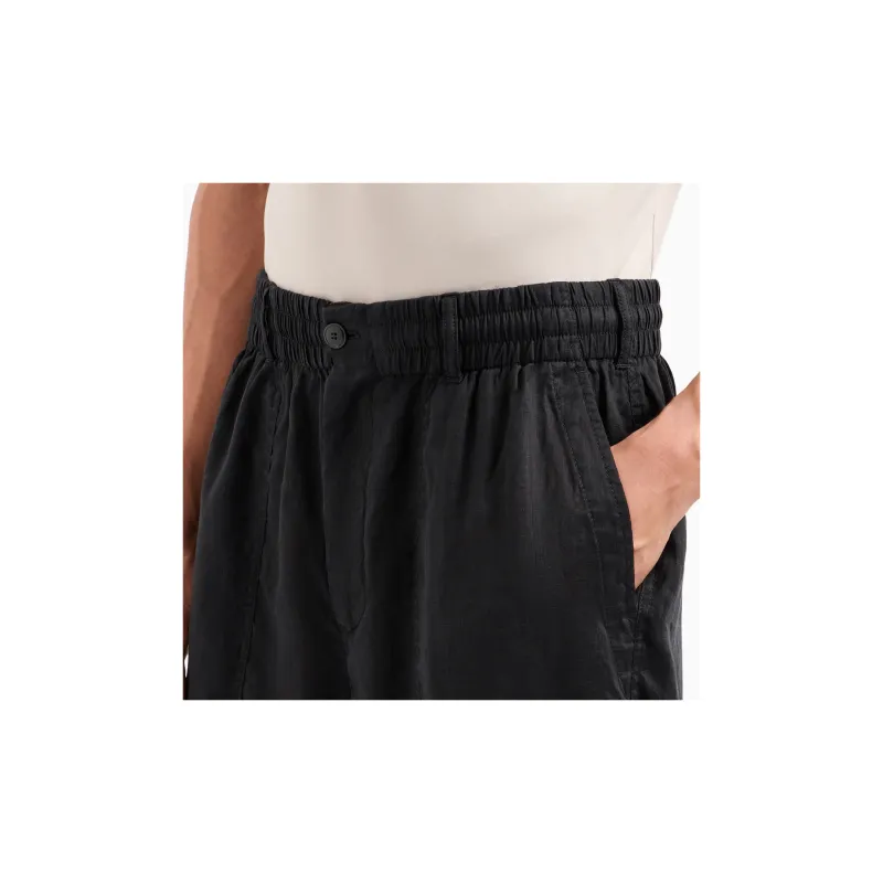 GIORGIO ARMANI Elasticated Linen Bermuda Shorts-4