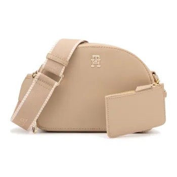 Tommy Hilfiger Artificial Leather Shoulder Bag Medium Size Women's Light Khaki