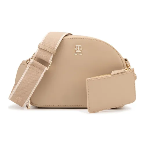 Tommy Hilfiger Artificial Leather Shoulder Bag Medium Size Women's Light Khaki