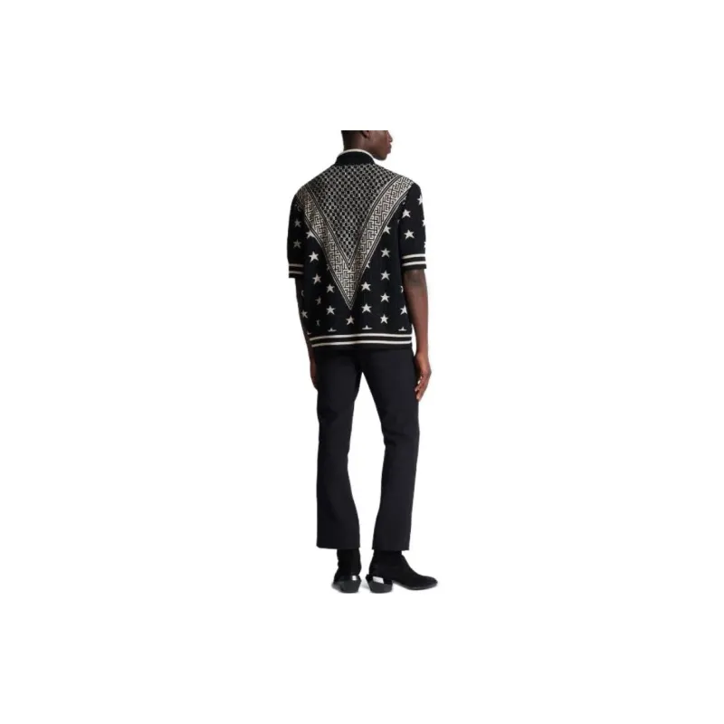 BALMAIN Monogram Stars Jacquard Polo Shirt-1