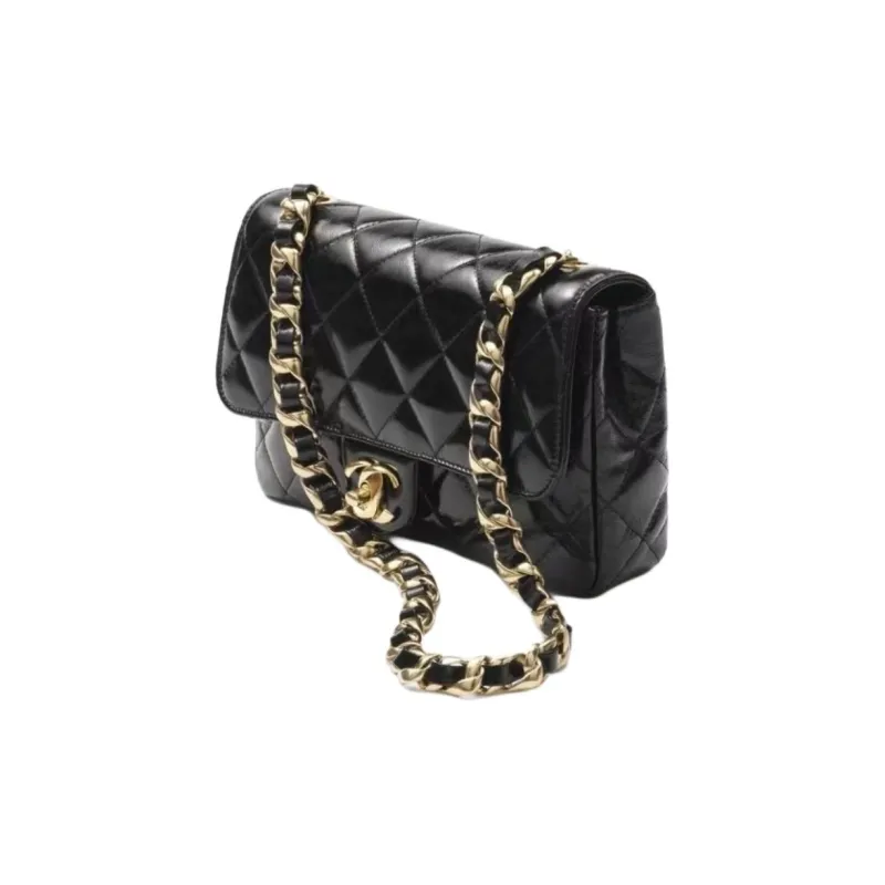 CHANEL Bright Sheepskin Crossbody Bag, Shoulder Bag Mini Women's Dark Gray-1