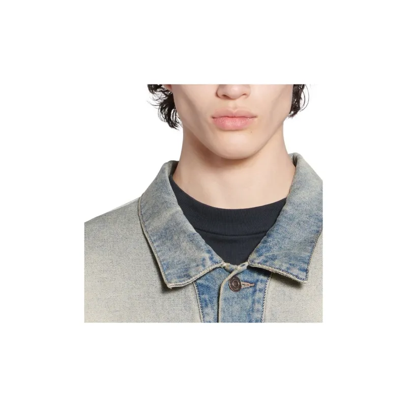 Balenciaga Collared Button Up Denim Jacket-5
