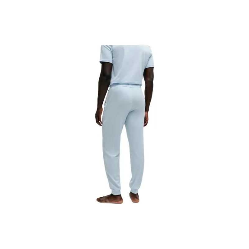 HUGO BOSS Stretch-Cotton Tracksuit Bottoms With Embroidered Logo Knitted Sports Pants Men's Sky Blue-1
