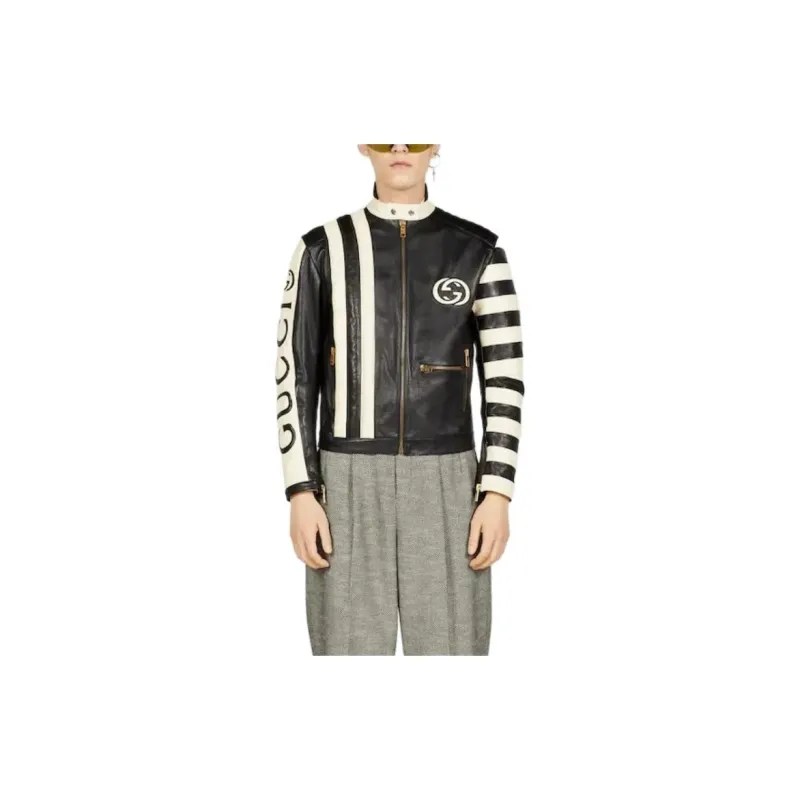 GUCCI Leather Jacket Jackets Coats Men's Black-1