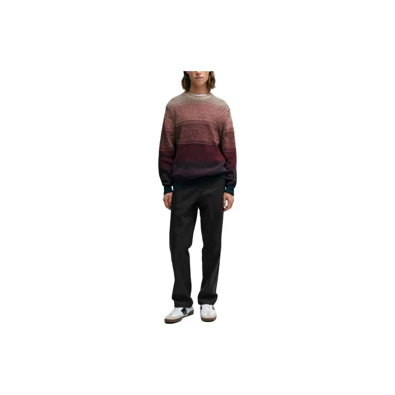 HUGO BOSS Cotton Blend Regular Fit Sweater With Degradé Knit Sweater Men's Red-1
