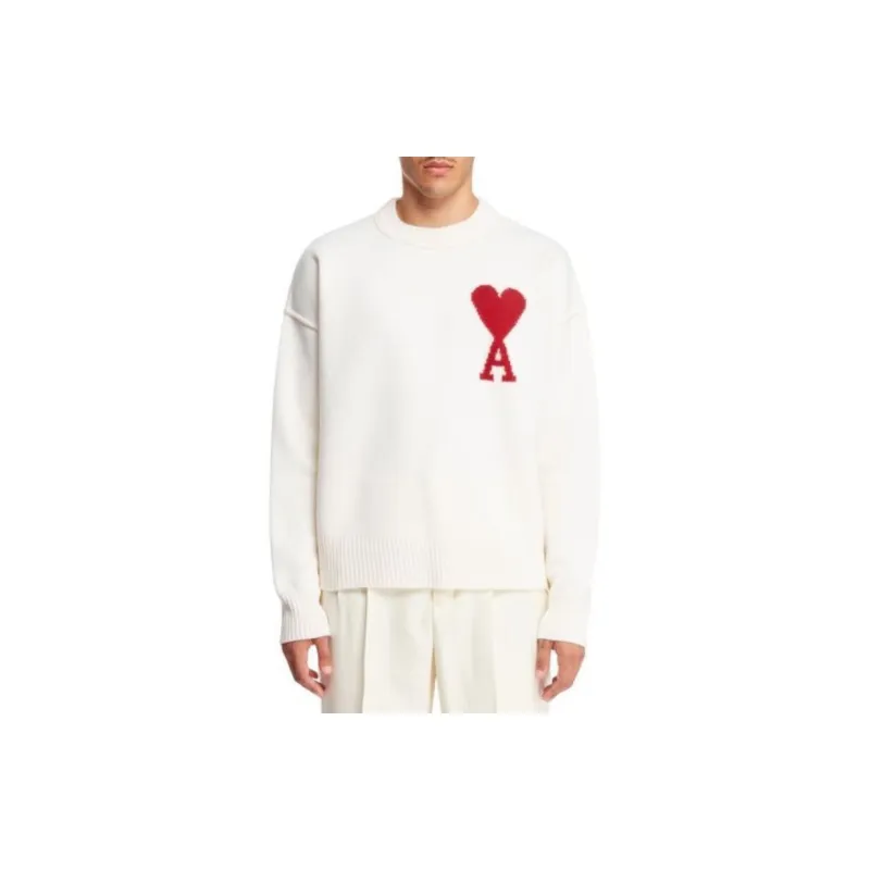 Ami Paris Logo Detailed Crew Neck Jumper-1