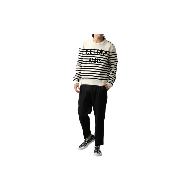 CELINE Crew Neck Mariniere Cotton Sweater-3
