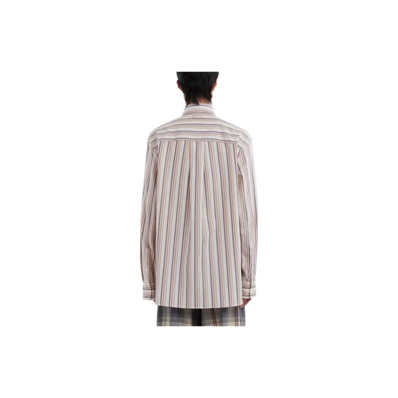 MARNI Striped Organic Cotton Patchwork Shirt-2