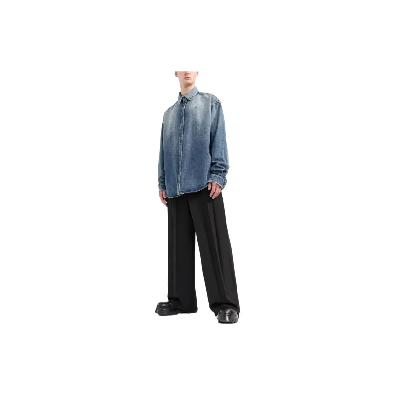 Balenciaga Shirt Loose Fit Style Men's Blue-3