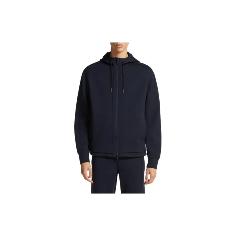 Zzegna Zip Up Drawstring Hoodie-1