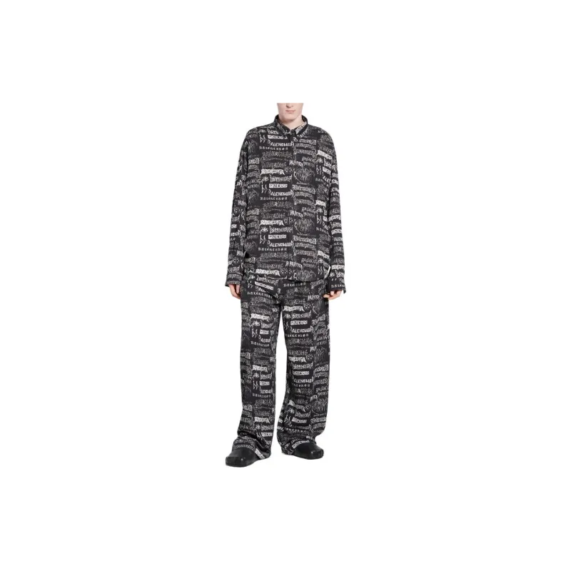 Balenciaga All-Over Logo Long-Sleeve Shirt-2