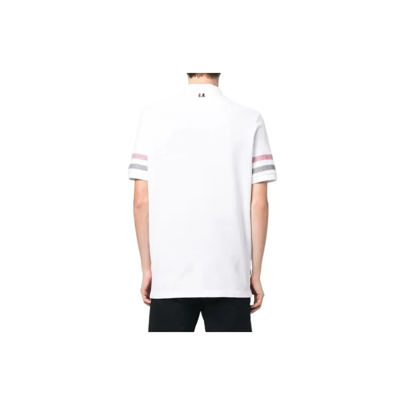 THOM BROWNE Logo Patch Striped Polo Shirt-2