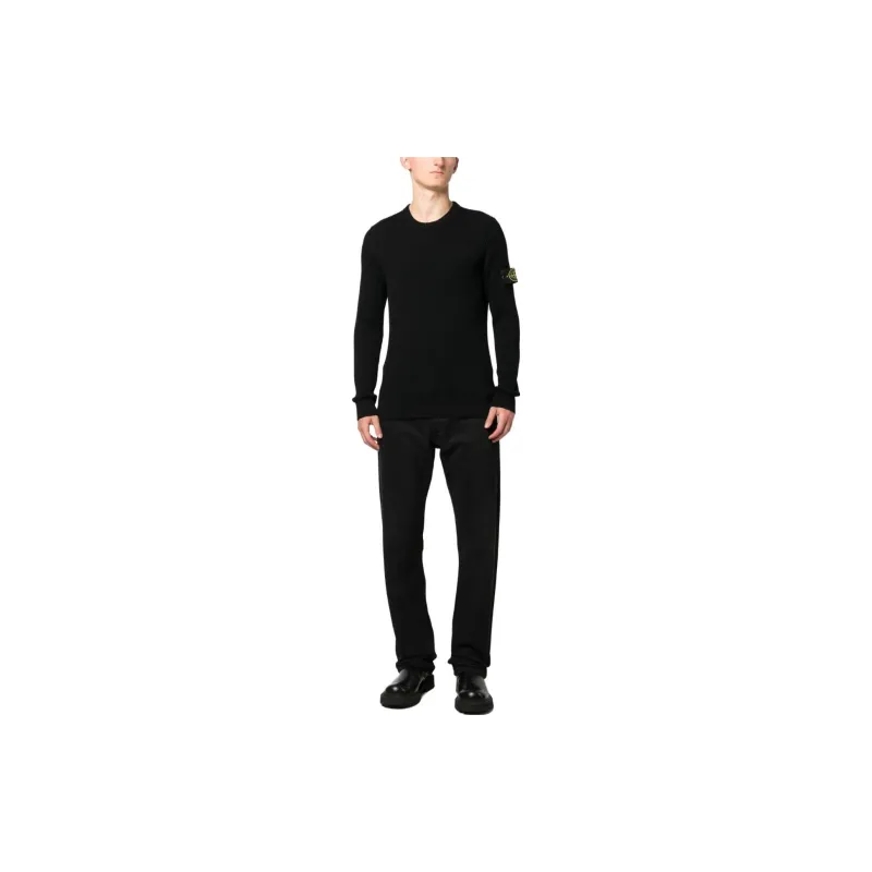 STONE ISLAND Logo Patch Crewneck Knitted Jumper-1