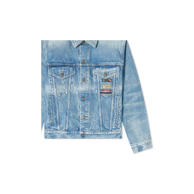 GUCCI Denim Jackets Men Blue-5
