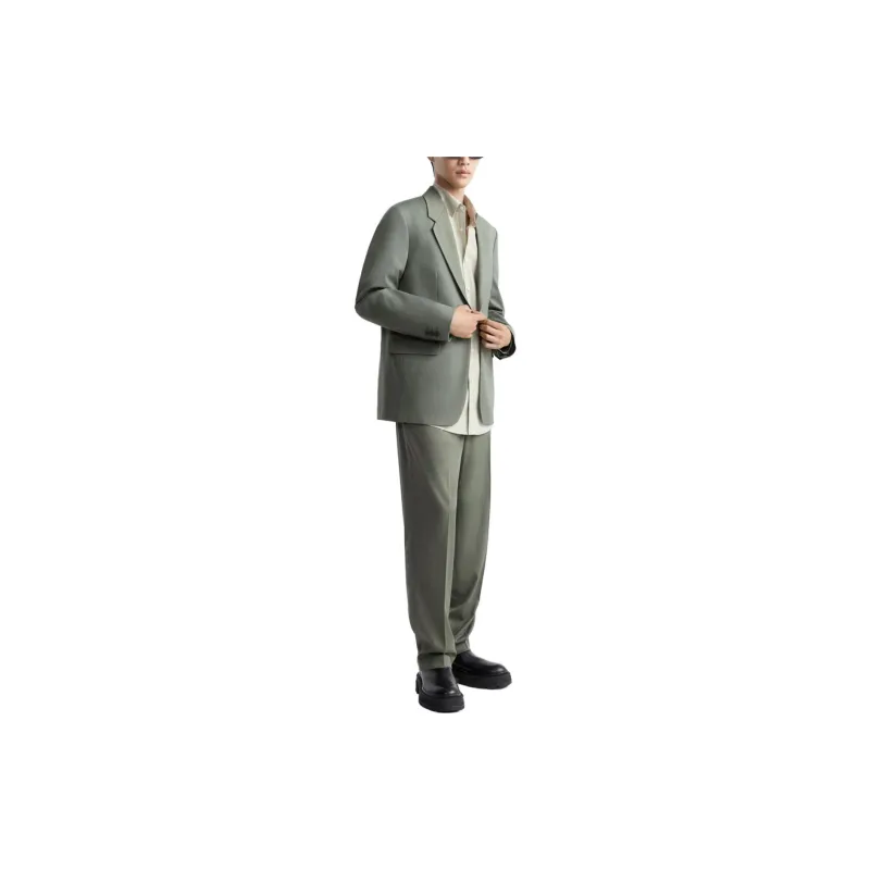 ZARA Suit Trousers Men Green-4