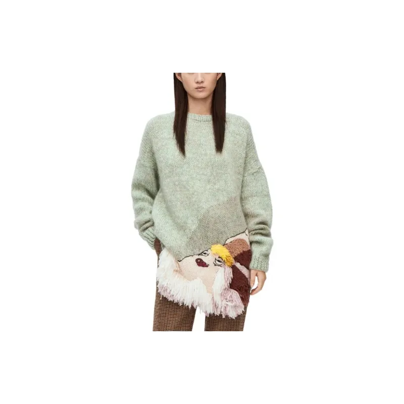 LOEWE SS23 Cashmere Sweaters Unisex Fennel Green-3