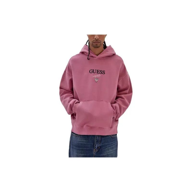 GUESS Originals Baker Logo Hoodie Sweatshirt Men's Pink-2