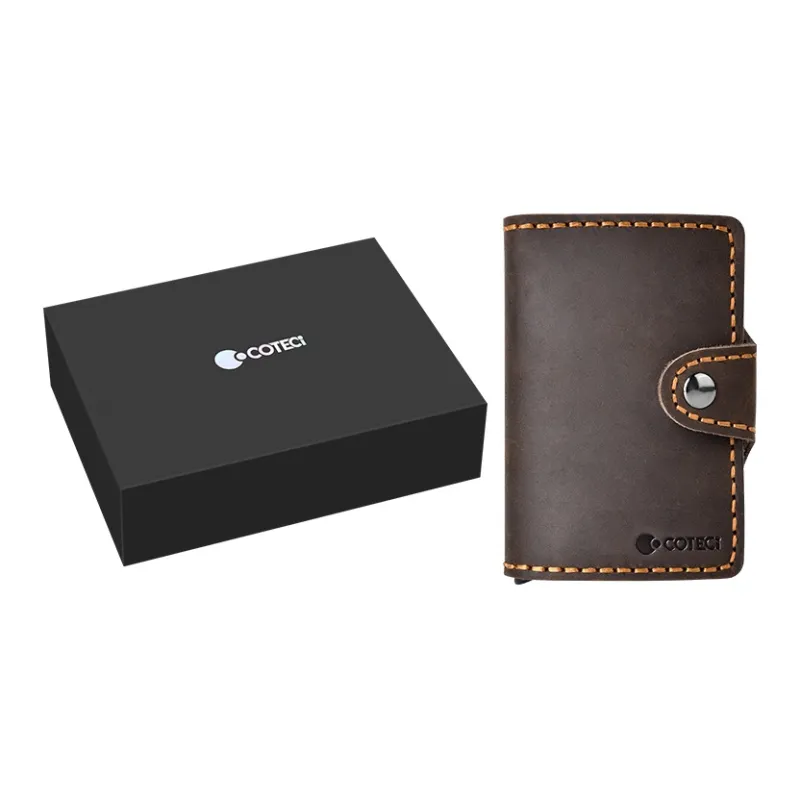 COTECi Top Grain Cow Leather Card Holder Small Size Unisex Black/Brown/Coffee-10