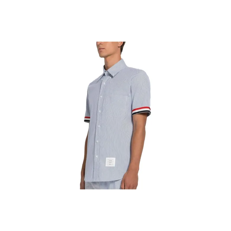 THOM BROWNE Shirts Men Blue White-4