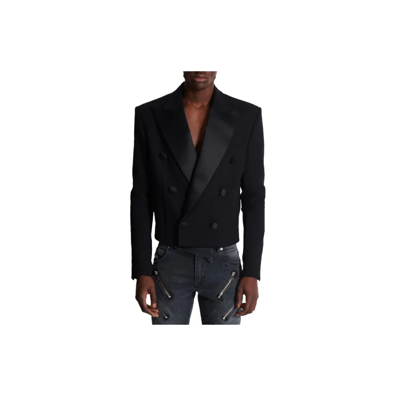 BALMAIN Satin lapel Crepe Blazer-3
